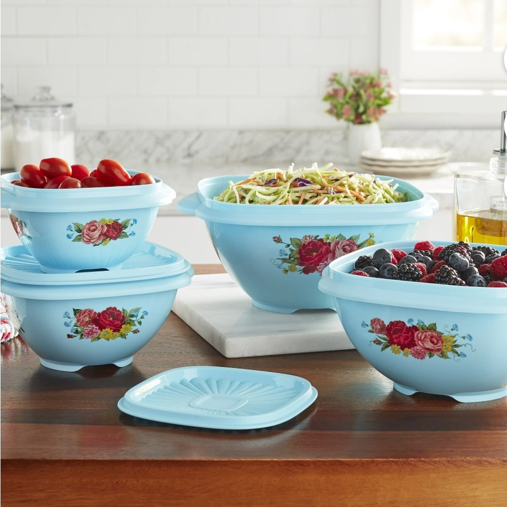 The Pioneer Woman-8 Piece Bowl Set, Sweet Romance, Teal